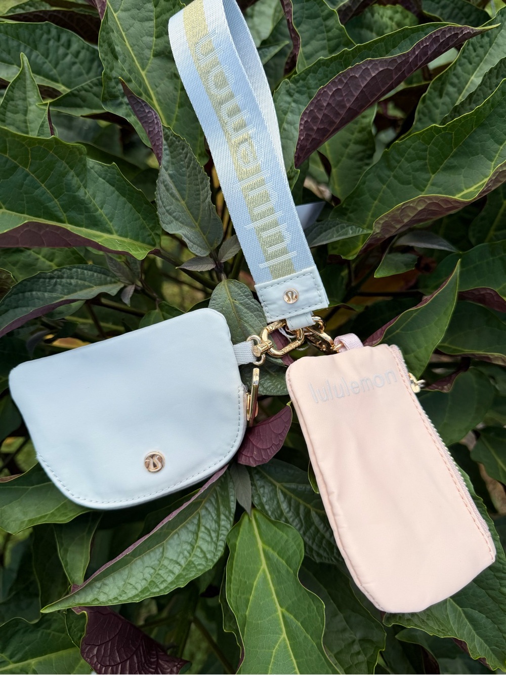 LULULEMON athletica pastel blue and blush pink dual wristlet Keychain Unisex